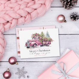 Vintager Pink Farm LKW Weihnachtsbaum Feiertagskarte