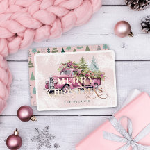 Vintager Pink Farm LKW Weihnachtsbaum