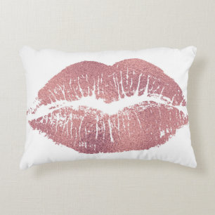 Vintager Pink Lippenaufdruck, Rose Gold. Dekokissen