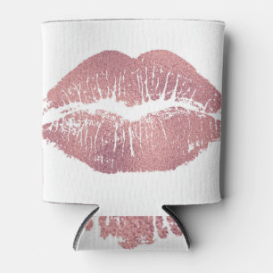 Vintager Pink Lippenaufdruck, Rose Gold. Dosenkühler