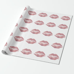 Vintager Pink Lippenaufdruck, Rose Gold. Geschenkpapier