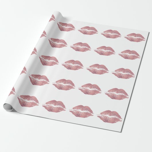 Vintager Pink Lippenaufdruck, Rose Gold. Geschenkpapier (Ungerollt)