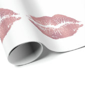 Vintager Pink Lippenaufdruck, Rose Gold. Geschenkpapier (Rolleneckpunkt)
