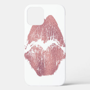 Vintager Pink Lippenaufdruck, Rose Gold. iPhone 12 Hülle