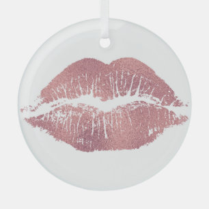 Vintager Pink Lippenaufdruck, Rose Gold. Ornament Aus Glas