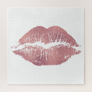 Vintager Pink Lippenaufdruck, Rose Gold. Puzzle