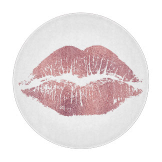 Vintager Pink Lippenaufdruck, Rose Gold. Schneidebrett