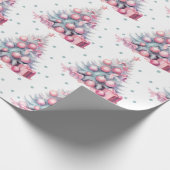 Vintager Pink Mint Weihnachtsbaum Geschenkpapier (Ecke)
