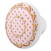Vintager Pink Polka Dot Draw Pull Keramikknauf (Rechts)