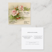 Vintager Pink Roses Hochzeitsplaner Quadratische Visitenkarte (Vorne/Hinten)