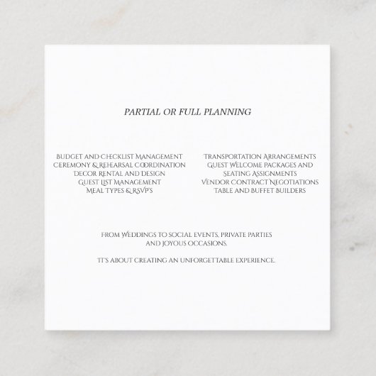 Vintager Pink Roses Hochzeitsplaner Quadratische Visitenkarte (Rückseite)