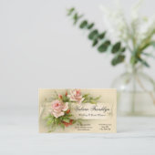 Vintager Pink Roses Hochzeitsplaner Visitenkarte (Stehend Vorderseite)