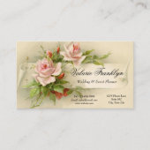 Vintager Pink Roses Hochzeitsplaner Visitenkarte (Vorderseite)