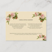 Vintager Pink Roses Hochzeitsplaner Visitenkarte (Rückseite)