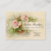 Vintager Pink Roses Hochzeitsplaner Visitenkarte (Vorderseite)