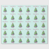 Vintager Pink und Minze Weihnachtsbaum Geschenkpapier (Flach)