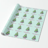 Vintager Pink und Minze Weihnachtsbaum Geschenkpapier (Ungerollt)