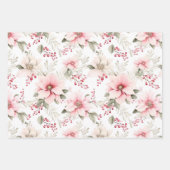 Vintager Pink Weihnachtsschneemann und Blume Geschenkpapier Set (Vorderseite 2)