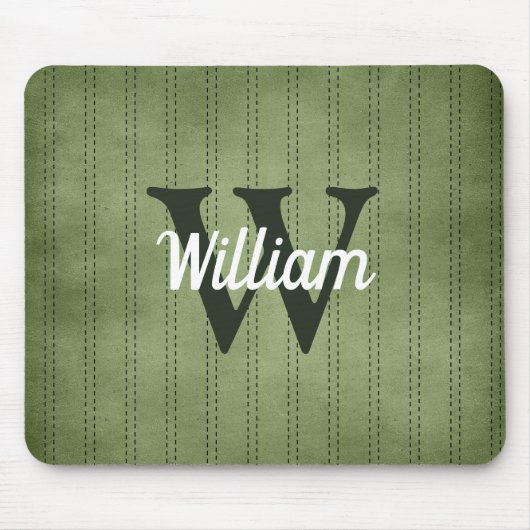 Vintager Pinstrichstoff Retro Monogramm Mousepad (Vorne)