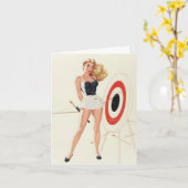 Vintager Pinup Gal Archery, Vatertag Karte (Gelbe Blume)