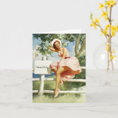 Vintager Pinup, Geburtstag Karte (Gelbe Blume)