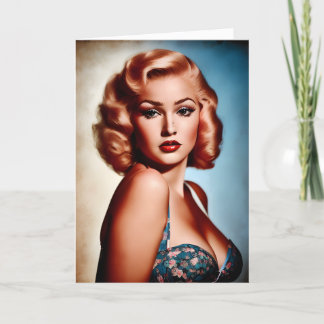 Vintager Pinup Geburtstagskarte Kunst, Dichtung un Karte