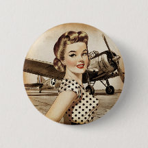 Vintager Pinup Girl & WW2 Flugzeug, elegant