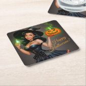 Vintager Pinup Halloween Paper Untersetzer (angewinkelt)