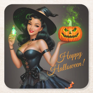 Vintager Pinup Halloween Paper Untersetzer