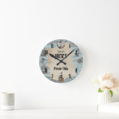 Vintager Piratenanker Nautical Boy Schlafzimmer Nu Runde Wanduhr (Zuhause)