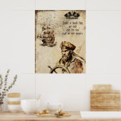 Vintager Piratenführer und Schiff Poster (Küche)