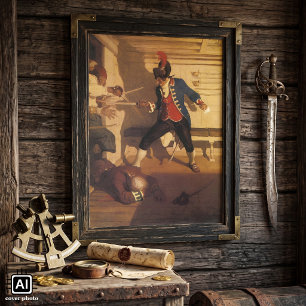 Vintager Piratenkapitän, Schwertkampf von NC Wyeth Poster