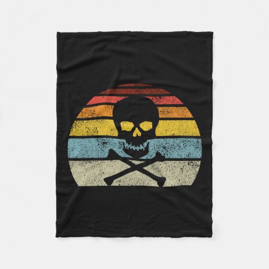 Vintager Piratenschädel-Kreuzbones-Flag Retro-Stil Fleecedecke (Vorderseite)