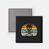 Vintager Piratenschädel-Kreuzbones-Flag Retro-Stil Magnet (Vorderseite/Rückseite)