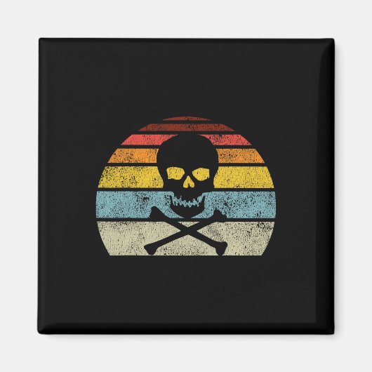 Vintager Piratenschädel-Kreuzbones-Flag Retro-Stil Magnet (Vorne)