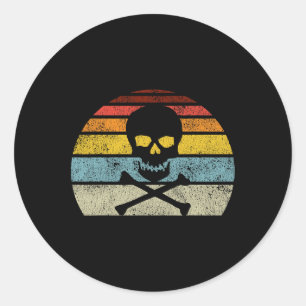 Vintager Piratenschädel-Kreuzbones-Flag Retro-Stil Runder Aufkleber