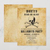 Vintager Piratenschädel und Knochenmark Halloween Einladungspostkarte (Vorne/Hinten)