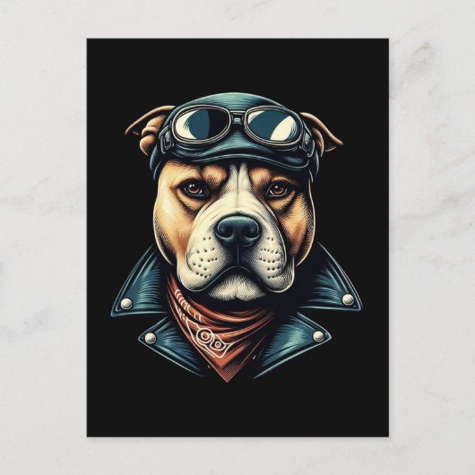 Vintager Pitbuler Biker Postkarte (Vorderseite)