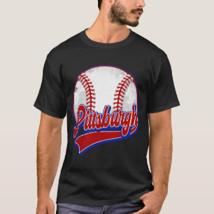Vintager Pittsburgh Cityscape Baseball Player und T-Shirt