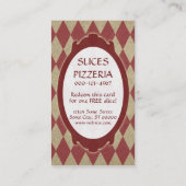 Vintager Pizzakupon Rabattkarte (Rückseite)