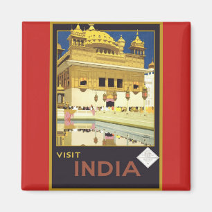 Vintager Plakat-Magnet Besuchs-Indiens Magnet