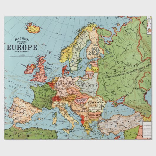 Vintager Plan für Europa Geschenkpapier (Flach)