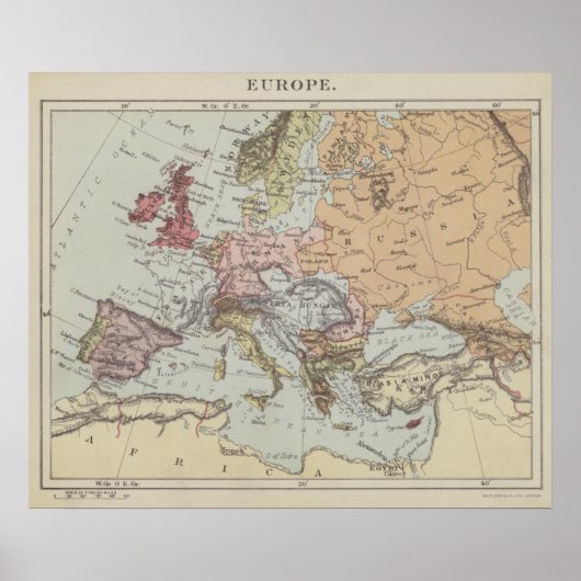 Vintager Plan für Europa Poster (Vorne)
