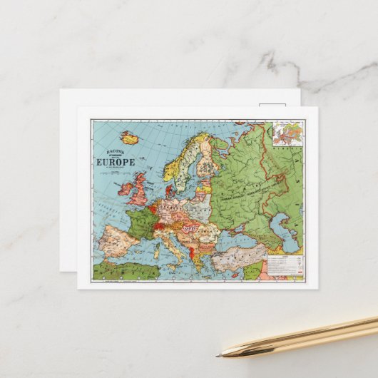 Vintager Plan für Europa Postkarte (Vorderseite/Rückseite Beispiel)