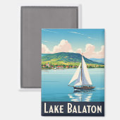Vintager Plattensee Ungarn Reisen Magnet (Vorderseite/Rückseite)