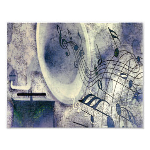 Vintager Plattenspieler und Musik Fotodruck