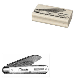Vintager Pocket Knife-Individuelle Name für den Ke Gummistempel