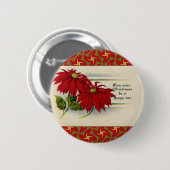 Vintager Poinsettia-Gruß Button (Vorne & Hinten)