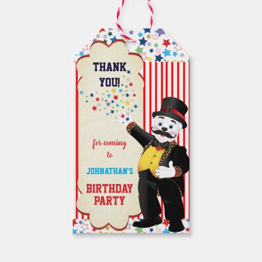 Vintager Polar Bear Cartoon Circus Ringmaster Geschenkanhänger (Vorderseite)