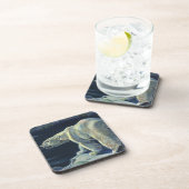 Vintager Polarbär, lebende Tiere der Arktis Getränkeuntersetzer (Rechte Seite)